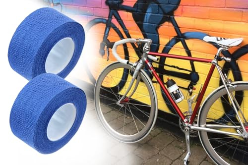 BISOMO 2X Fahrrad Lenkerband Textil Baumwolle 2 x 260cm Tressostar extra stark, selbstklebend Velox Roller MTB E-Bike, Gelb, Rot, Blau, Schwarz, Weiß (blau)