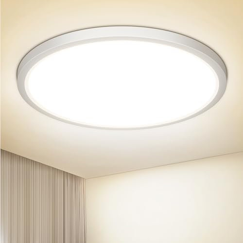 NIBSHOOM Deckenlampe LED Deckenleuchte Rund Flach 4000K,18W/1800LM/IP44 Wasserfest Ultradünn Badezimmer Lampe Decke, Modern Schlicht deckenlampen für Schlafzimmer Wohnzimmer Flur Küche Büro,220*17mm