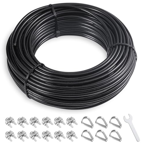 SERTT Replacement Cable for Pulley Cable Machine, Pulley Cable for DIY Home Gym, Wire Rope Length 32.8/65.6/98.4 Ft for Weight Lift Pulley System, Gym Steel Cable, Thick 5mm, TPU Coated