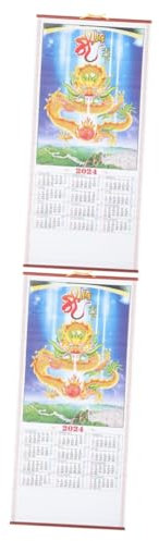 NUOBESTY Calendrier Donjons Et Dragons 2 Pièces De L'année Du Dragon Quotidien Chinois Calendriers 2024 Mur Décorations Du Nouvel An Chinois Mural Du Nouvel An 2024 Papier Calendrier Vue Annuel