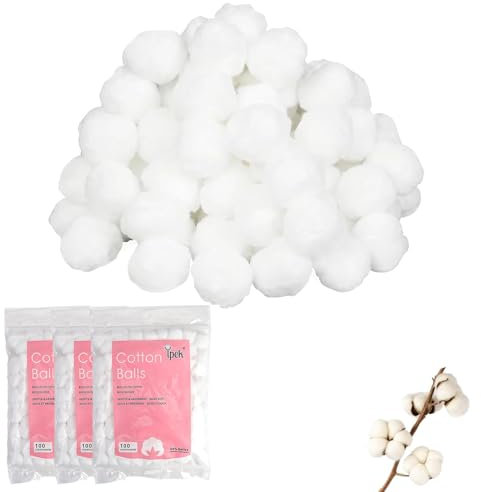 Lot de 300 boules de coton 100 % pur – boules douces blanches pour la beauté, les soins personnels et les projets de bricolage