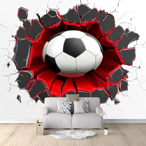 Wallpaper 400 x 280 cm Non-Woven Premium Art Print Fleece Wall Mural Decoration Football Breaking Wall Bedroom Home Poster Decoration White