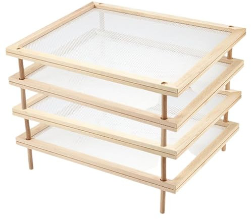 Djowyh Pasta Dryer, Pasta Drying Rack with Net, Polished Food Dryer, 4 Stackable Dryers, Open Storage Rack, Space Saving for Food