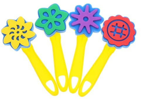 HOODANCOS Kinder 4-teiliges Schwamm-pinsel-set Schwammfarbe Und Mädchen-malstempel Vielseitige Bastelwerkzeuge