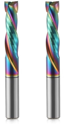 Trvoxviq Spiral Router Bits CNC End Mill, 6mm Shank Up Down Cut Compression Bit with DLC Coating, Durable Tungsten Steel CNC Bits Milling Cutter Tools for Woodworking Engraving Grooving(6x22mm, 2PCS)