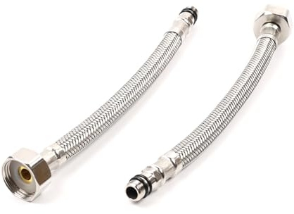 Pack of 2 Kitchen/Basin Monobloc Mixer Tap Connectors Flexi Pipes Tails British Standard Pipe M10 x1/2 Fitting 200mm Long (200mm)