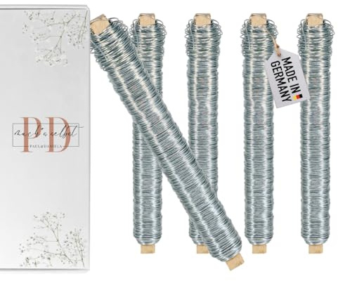 Wickeldraht Silber 0,65 mm Draht Basteldraht Metalldraht Blumendraht Bindedraht Biegedraht Pflanzendraht Dekoband Dekodraht (5, Silber, 13,5)