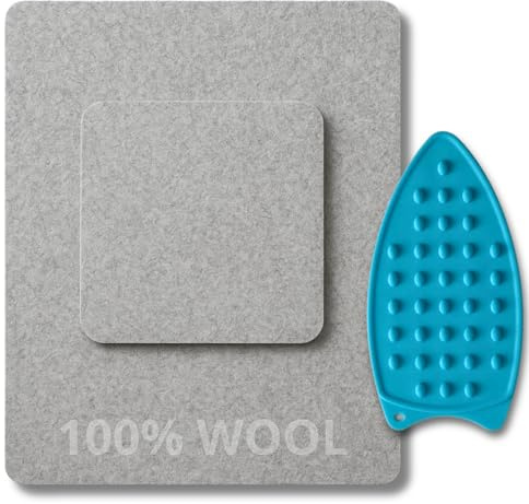 Wool Pressing Mat Set – Wool Ironing Mat for Quilting and Sewing with Silicone Iron Rest Pad Heat-Resistant Ironing Mat for Tabletop Quilters Large Pressing Surface for Precision Work