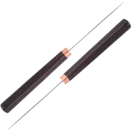 2 punteruolo per pelle con manico in legno, punteruolo in acciaio inox per fai da te in pelle