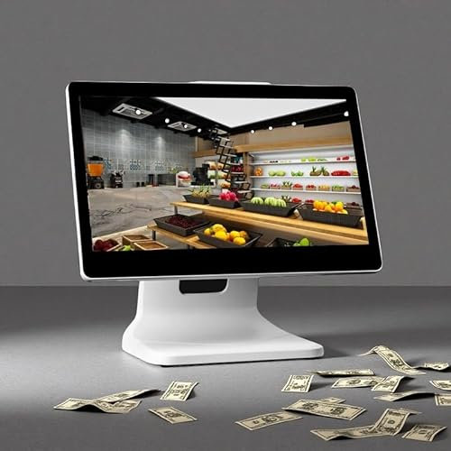 WEIMILOR Touchscreen-Registrierkasse, 15-Zoll-Mobil-Tablet-POS-Registrierkasse, kapazitiver LED-Multi-Touchscreen-POS-Monitor, Registrierkasse für Einzelhandel und Point of Sale