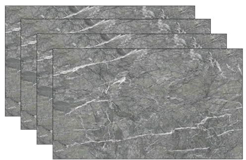eacommerce - Pannello UV Effetto Marmo | Rivestimento Murale in PVC | Resistente all'Umidità | Facile da Installare | Paraschizzi Ideale per Cucina | 60x120 cm, Set da 4 Pezzi - Colore Grigio
