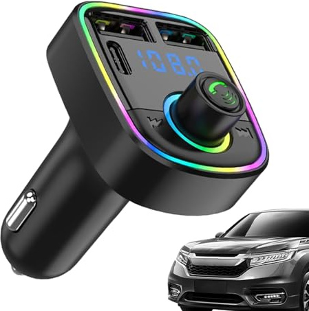 Duvcoywae Transmisor FM para Coche | Adaptador De Coche con Carga Rápida | Transmisor Inteligente con Cancelación de Ruido y Reproductor MP3 para Viajes Diarios y Trayectos