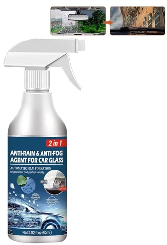 Anti Buée Voiture Pare-brise,Spray Anti Buée 60ml,Spray Antibuée Pour Pare-Brise De Voiture,Spray Nettoyage Anti-buée Imperméable À L'eau Et À La Pluie,Agent Anti-Buée Et Anti-Pluie Pour Vitres,60ml