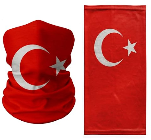 Halstuch, Motiv: Türkei-Flagge, Rot mit weißem Halbmond und Stern, leichte Gesichtsbedeckung, multifunktionale Sturmhaube, Kopftuch und Bandana für Sport, Reisen und Nationalstolz
