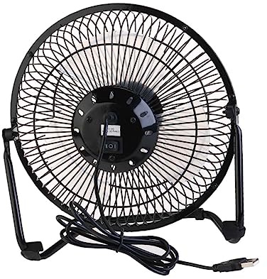 Yardenfun Ventilador USB Mini de Metal Duradero Ajustables Rotación de para PC Laptop y Oficina Negro