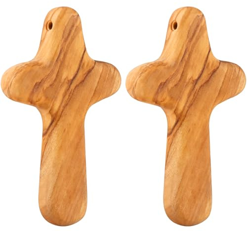 OMCGG 10cm Pendentifs en Croix Bois Olivier, Croix en Bois D'olivier Bois de Prière Cadeau de Méditation Chrétienne Catholique pour la Prière la Méditation et le Soutien en cas de Maladie (2)