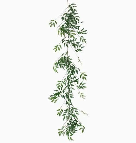 Ghirlanda di eucalipto artificiale in finto salice, 170 cm, con foglie realistiche staccabili, decorazione da appendere alla parete per interni ed esterni, decorazione da parete per casa, giardino