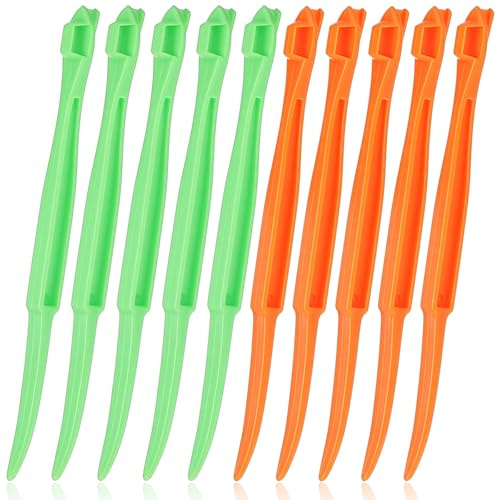 10 Pcs Orange Peeler Tool, Long Handle Serrated Orange Peeler Citrus Lemon Fruit Peeler, Plastic Vegetable Lemon Slicer Fruit Opener Remover Kitchen Gadget Tool (Green+Orange)