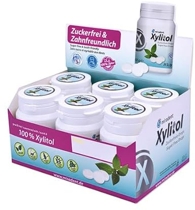 miradent Xylitol Minze Drops Display 6 St. | Zahnpflege Lutschbonbons | zuckerfrei | fruchtiger Geschmack | kariespräventiv | vegan | glutenfrei (Minze)