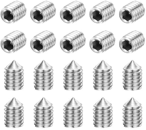 QUARKZMAN 40 Stück Madenschrauben M4x5mm 304 Edelstahl Konuspitze Innen-Sechskant Madenschrauben Für Maschinen, Haushaltsreparaturen Und Befestigungselemente Silber