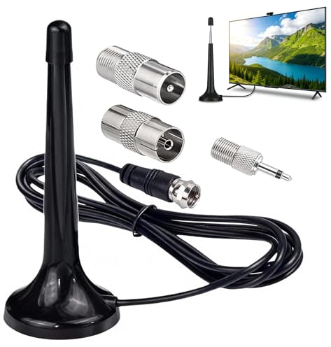 FM UKW DAB Radio Antenne für Stereoanlagen, Universale Innenantenne mit starkem Magnetfuß und 3m Verlängerungskabel, Hervorragende Empfangsqualität für Heimstereo, AV-Receiver und Heimkino