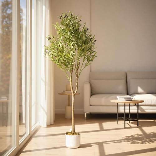 GarveeLife Artificial Olive Tree 120 cm / 130 cm / 150 cm / 160 cm Artificial Plant Large in Pot Mediterranean Decoration for Garden, Living Room and Office