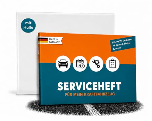 Falkenhorn Carnet de service voiture avec étui | Carnet de chèques universel, carnet d'inspection et carnet d'entretien pour voiture, voiture, voiture classique, 15 inspections, données du véhicule