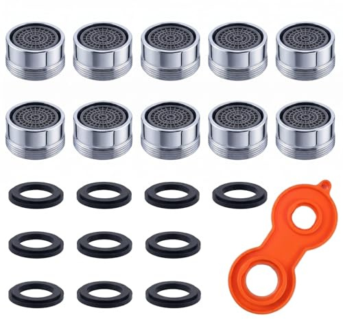 Set da 10 Aeratore Rubinetto M24 con Chiave di Montaggio | Rompigetto Filetto Maschio, Filtro e Dispositivo Risparmio Acqua per Cucina e Bagno