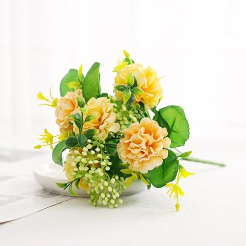 Kivivaka Bouquet de fleurs artificielles à 5 têtes d'hortensia en soie pour décoration de maison, mariage et fête, 33 cm de haut, bleu/rose/violet