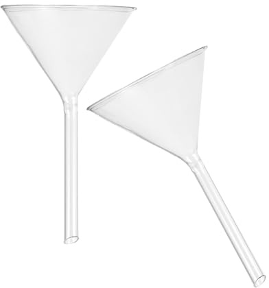 Veemoon Embudo de Vidrio Triangular Científico de Tallo Corto 100 Mm, Juego de 2 Unidades para Laboratorio y Llenado de Líquidos, Resistente a Choques Térmicos y Químicos, Adecuado