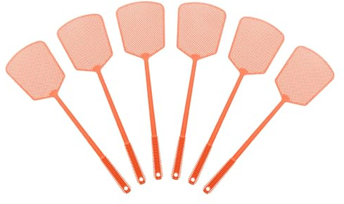 QUARKZMAN 6 Unidades De Matamoscas De 16.2cm X 13.5cm De Plástico Manual Resistente con Mango Largo para Interiores Y Exteriores Naranja Amarillo