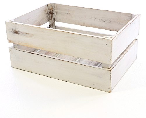 Divero Vintage Holzkiste in Weiß – Vielseitige Aufbewahrungsbox L 51x36,5cm, Höhe 23cm, Dekorativ und Praktisch
