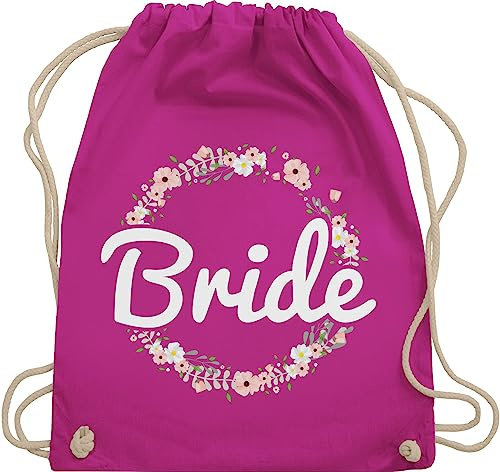 Shirtracer Turnbeutel Rucksack - JGA Junggesellenabschied Frauen - Bride Blumenkranz - Unisize - Fuchsia - utensilien junggesellinnenabschied brauttaschen bachelorette party turnsackerl brauttasche