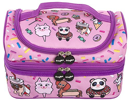 Fringoo® Borsa termica termica termica per bambini a più scomparti, borsa termica per scuola materna a doppio piano