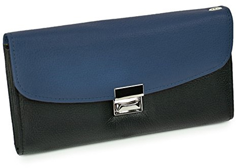 hamosons Zweifarbige Kellnerbörse Kellnergeldbeutel aus Leder für Profis, Schwarz Dunkel-Blau 1014