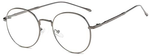 Flydo Metall Frame Retro Glasrahmen-Ebenenspiegel Dekobrille Klassisches Rund Rahmen Glasses Klare Linse Brille