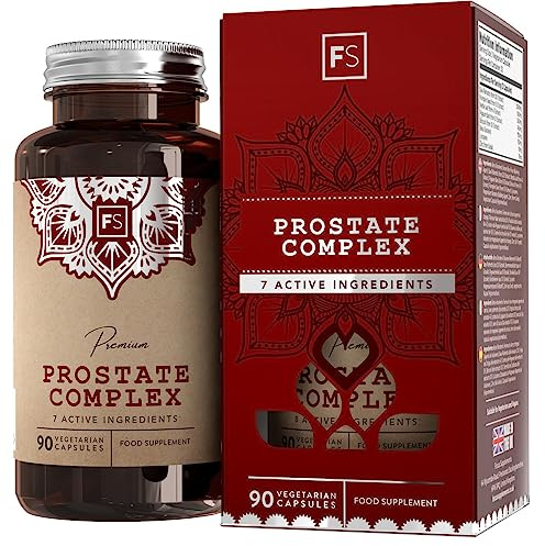 FS Prostate Supplements for Men UK | 90 Prostate Capsules with Broccolli 750mg, Pumpkin Seed 500mg, Nettle Leaf 500mg & Zinc | Mens Health Supplements | Non-GMO & Gluten Free | Made in The UK