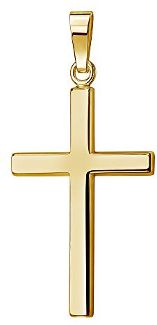 JEVELION Kreuz-Anhänger in Hochglanz poliertes Goldkreuz für Damen und Herren als Kettenanhänger + Schmuck-Etui und Zertifikat