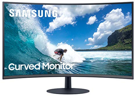 Samsung Monitor T55 (C32T550), Curvo (1000R), 32'', 1920x1080 (Full HD), VA, 75 Hz, 4 ms, Freesync, HDMI, Display Port, D-Sub, Ingresso Audio, Casse Integrate, Eye Saver Mode, Flicker Free, Nero