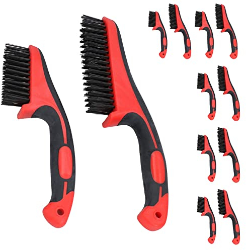 Lot de 12 brosses métalliques portatives en caoutchouc avec poignée souple 28 cm + 21,6 cm