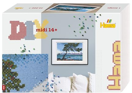 Hama - Boite Pixel Art Claude Monet - 10.000 perles et 6 plaques - Perles à repasser Taille Midi - Loisirs créatifs 3606 Bleu/Vert/Marron