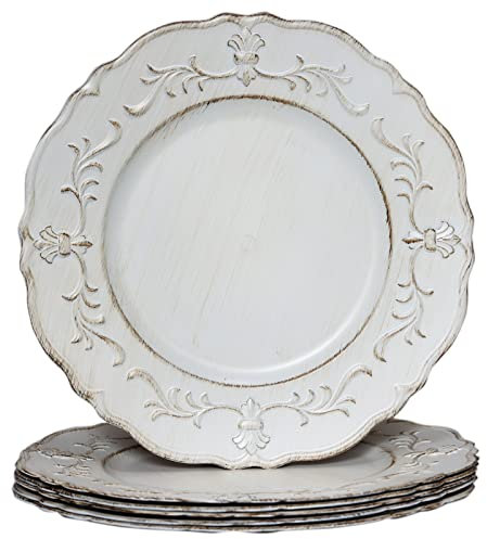 Spsyrine Lot de 6 assiettes de présentation en plastique gaufré de 33 cm pour dîner, décorations élégantes pour mariage, salle à manger, fête, événements.