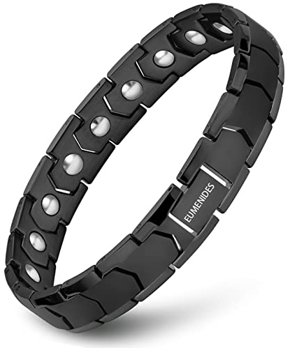 EUMENIDES Magnetarmband für Herren, Titanstahl Magnetarmband, Vollmagnetarmband mit 18 Magneten, 21 cm, Legierter Stahl