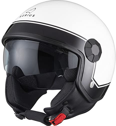 Agrius Score Solid Open Face Motorcycle Helmet XL Gloss White