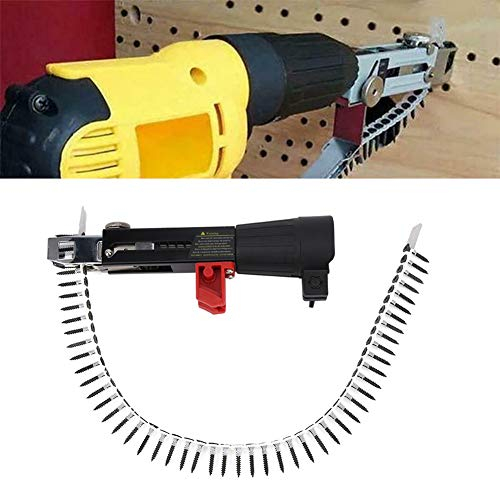 Magazinschrauber Aufsatz für Bohrmaschinen, Trockenbauschrauber Gipskarton Schrauben Schraubenbohrkettenadapter Aufsatz Automatic Chain für Nagelpistole Elektrobohrmaschine