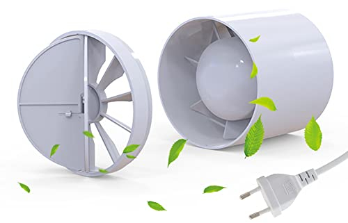 WingFly 100 mm Extracteur Ventilateur d'Air, Ventilateur Tubulaire avec Clapet Anti-retour et Prise EU - Ventilateur d'égout - 130 m³/h - Silencieux pour Salle de Bain, Cuisine, Serre