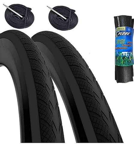 2 cubiertas de 700 x 25 C (25-622) + cámaras neumáticas antipinchazos para bicicleta de carreras Grave Bike