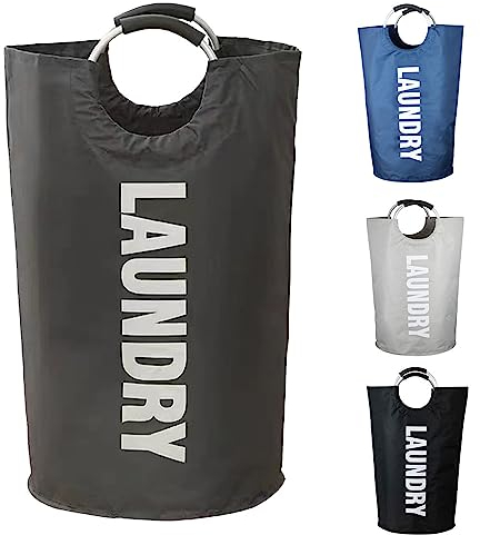 Armo® 90L Large Laundry Basket Foldable Collapsible Freestanding Washing Bin Basket (Dark Grey)