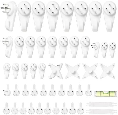 51pcs Non Trace Picture Hooks for Hard Walls,Picture Hanging Hooks,Wall Hanging Hooks,Picture Hangers,Plastic Picture Hooks for plasterboard Walls no Nails,Photo Hooks,Small Hard Wall Picture Hooks