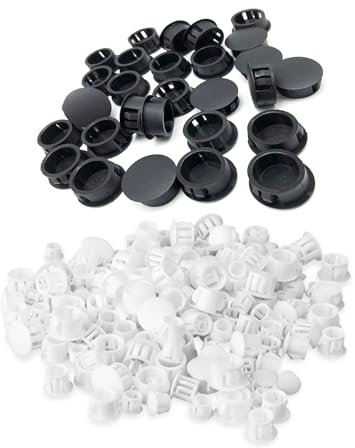 Aoktorkit 200 Pcs Plastic Plugs, 5mm Black, Nylon Hole Covers for Furniture Machines Cabinets